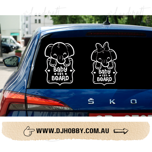 Decal - Baby on Board - Elephant (CD011, CD027)