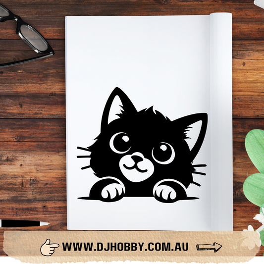 Decal - Cute Cat Peeking (DS005)